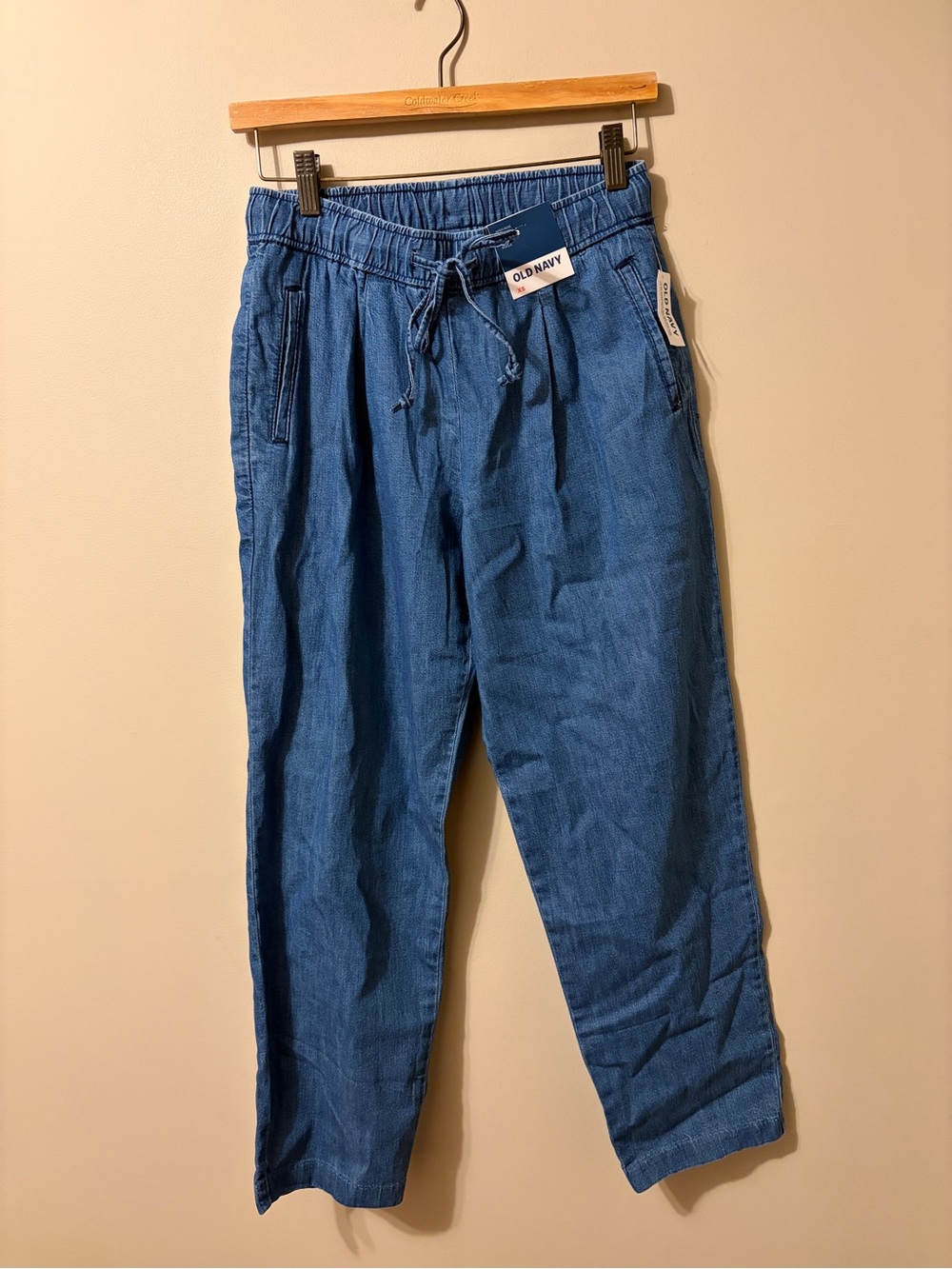 NWT Old Navy Blue High Rise Billie Ankle Pants With Drawstring Size XS